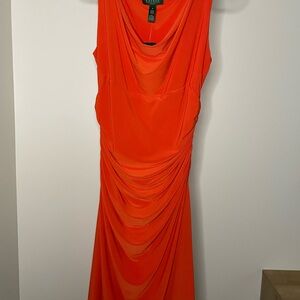 Elegant Coral Lauren by Ralph Lauren Sleeveless Dress